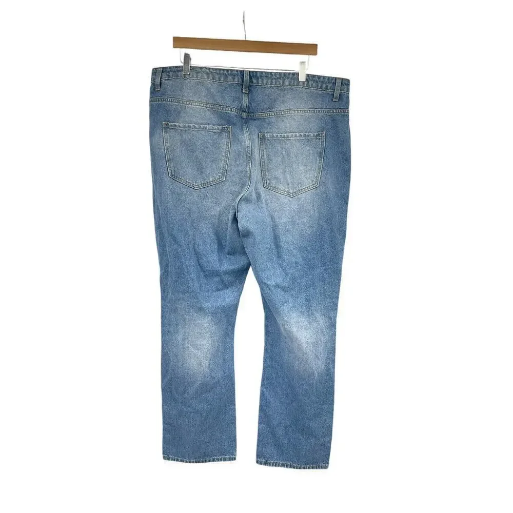 Fashion Nova‎ Destroyed Distressed Straight Leg Jeans Cotton Womens 14